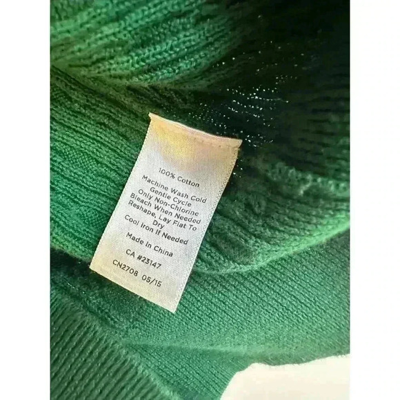 Talbots 100% Pima Cotton Emerald Cable Knit Cardigan Size Small - Picture 4 of 4